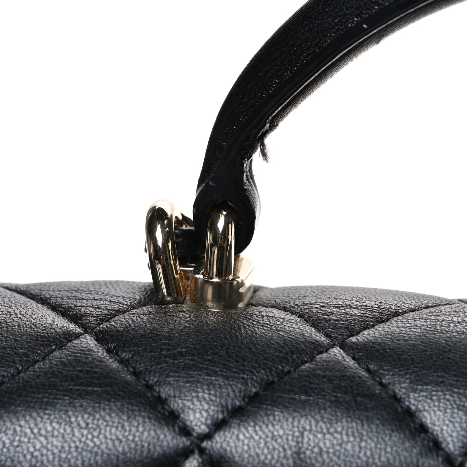 Chanel Lambskin Quilted Mini Top Handle Rectangular Flap Black