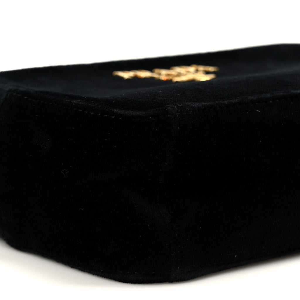 Prada Velluto Zip Top Chain Shoulder Bag Black