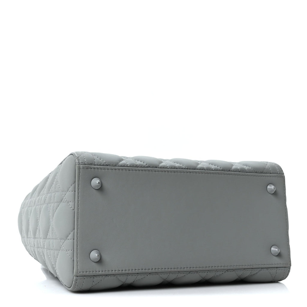 Christian Dior Ultra Matte Calfskin Cannage Medium Lady Dior Grey Stone