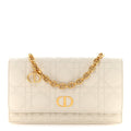 Christian Dior Supple Calfskin Caro Pouch with Chain Latte