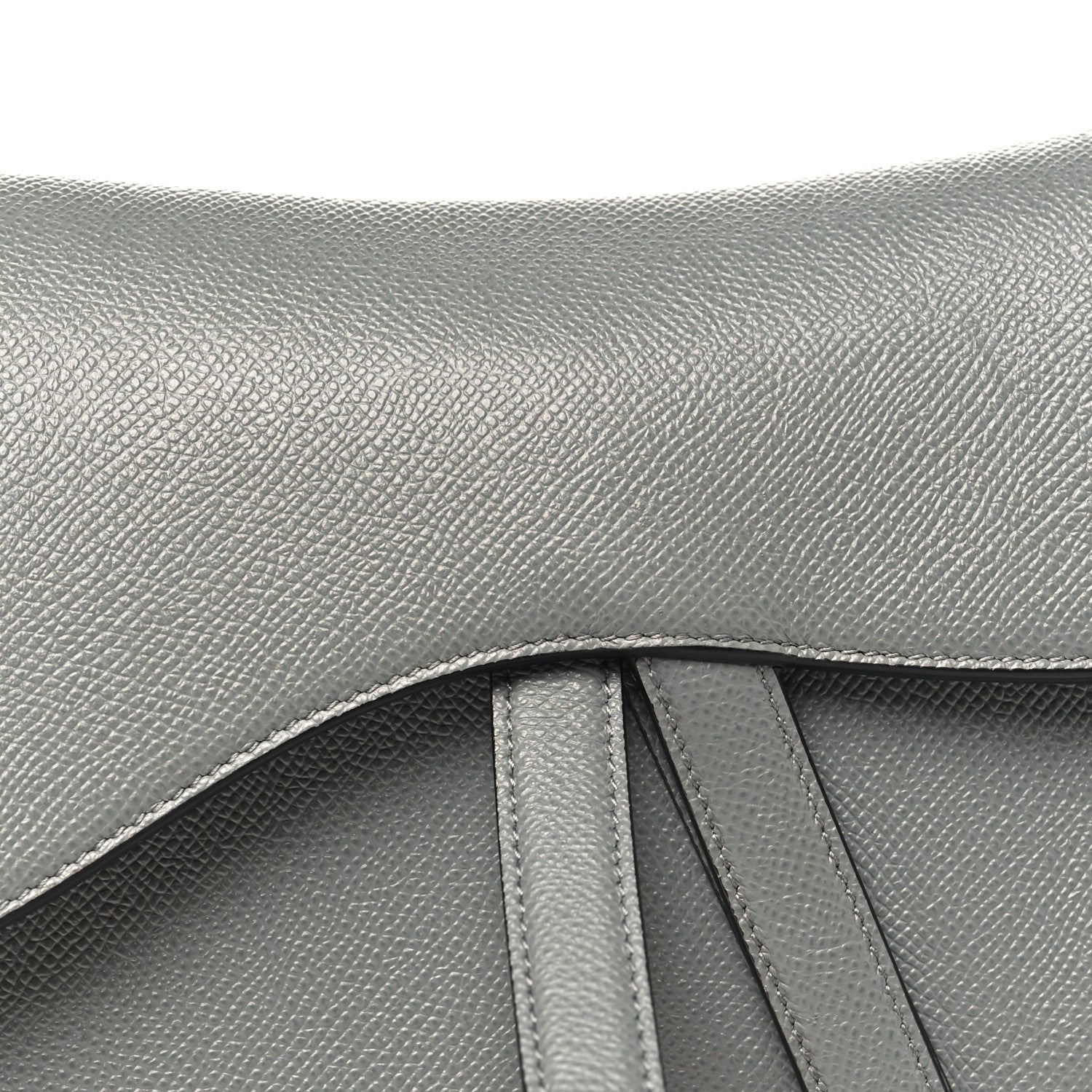 Christian Dior Grained Calfskin Saddle Bag Grey Stone