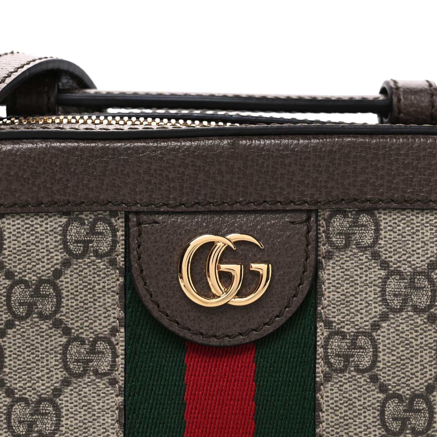 Gucci GG Supreme Monogram Mini Ophidia Top Handle Shoulder Bag Brown