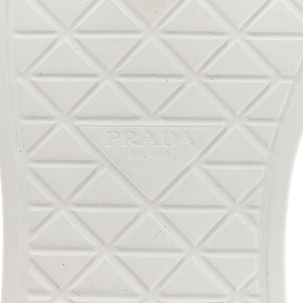 Prada Re-Nylon Gabardine Spazzolato Macro Quilted Triangle Logo High Top 45mm Sneakers 38.5 White