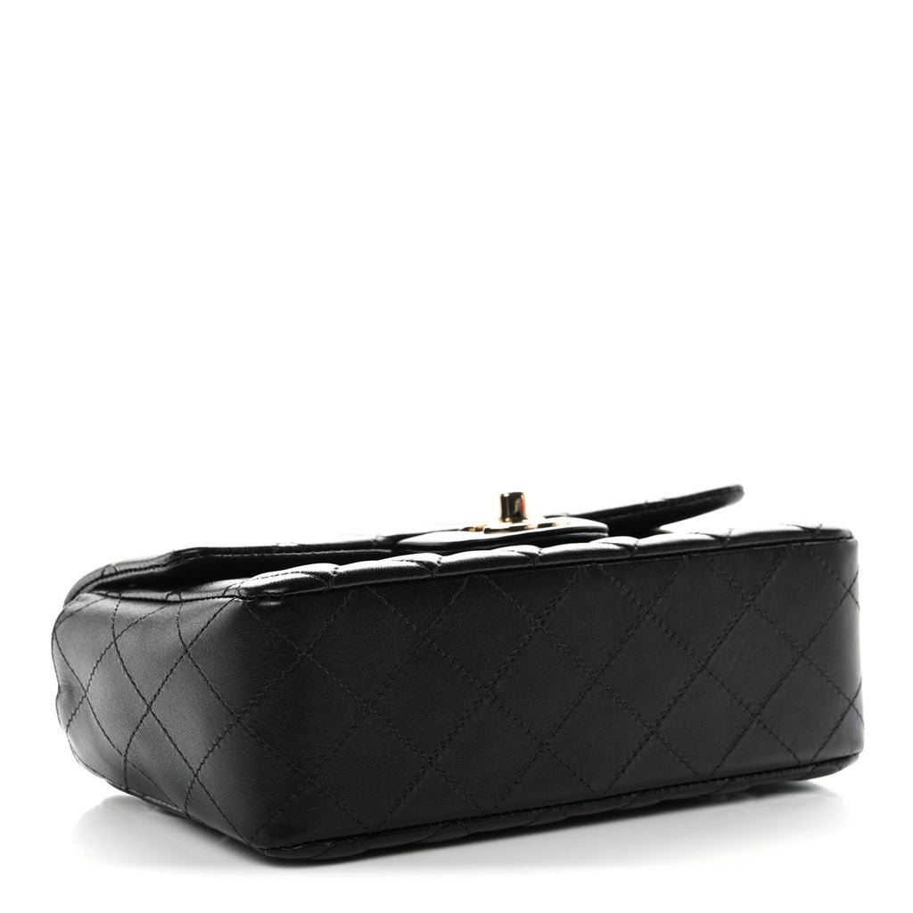 Chanel Lambskin Quilted Mini Rectangular Flap Black