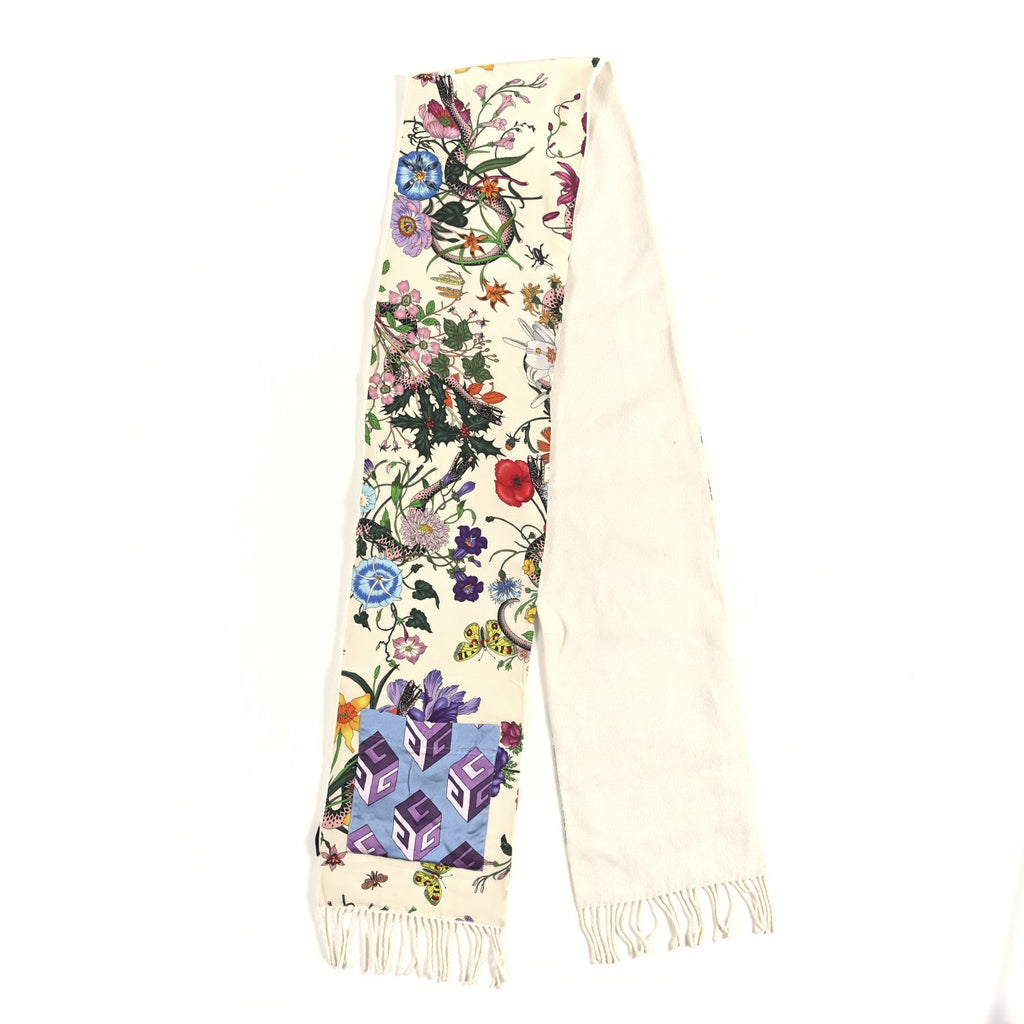 Gucci Cashmere Flora Pocket Scarf Ivory Multicolor