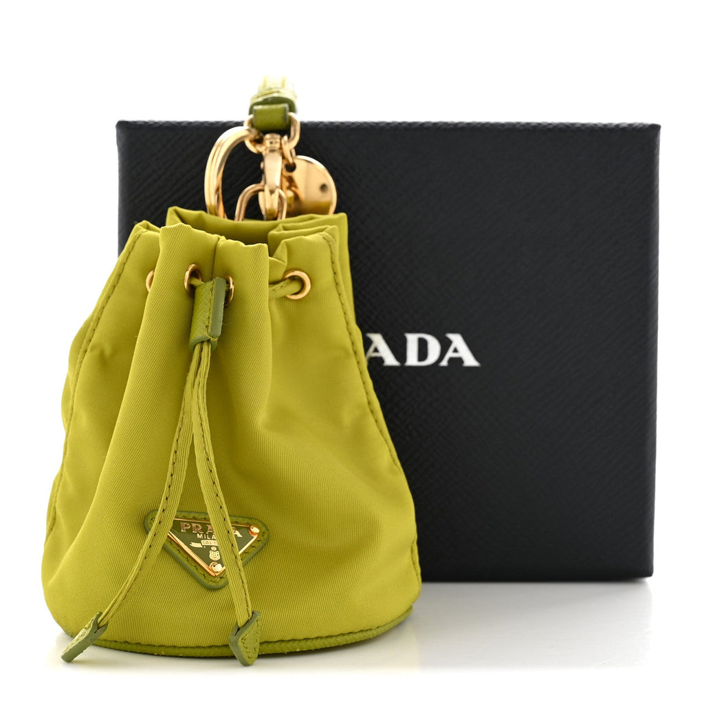 Prada Re-Nylon Saffiano Mini Icon Keychain Charm Edera