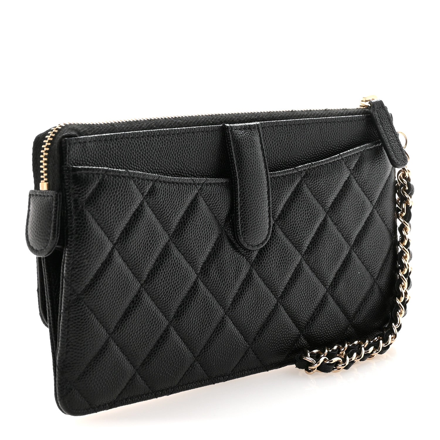 Chanel Caviar Quilted Classic Pouch With Handle Black