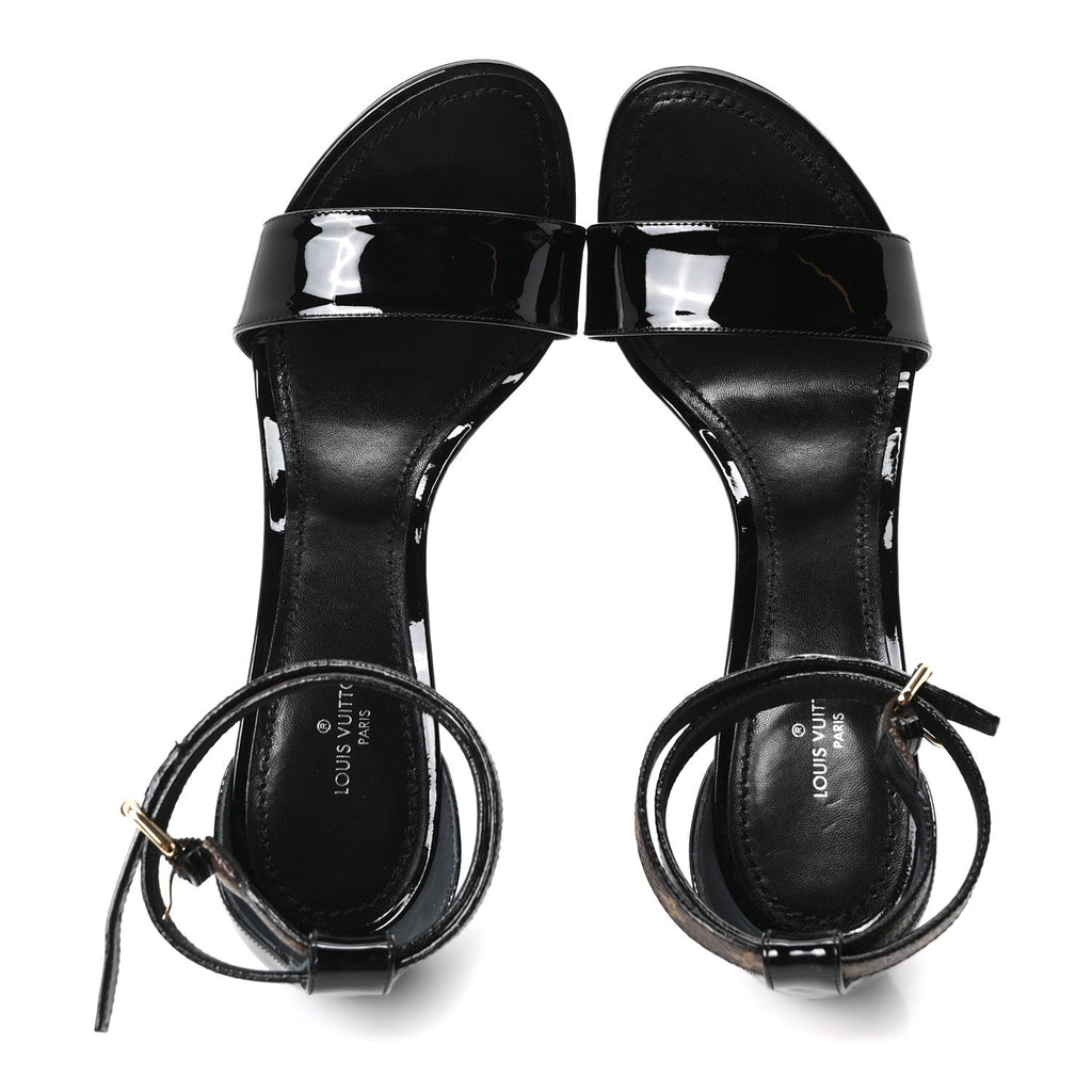 Louis Vuitton Patent Monogram Call Back Sandals 37 Black