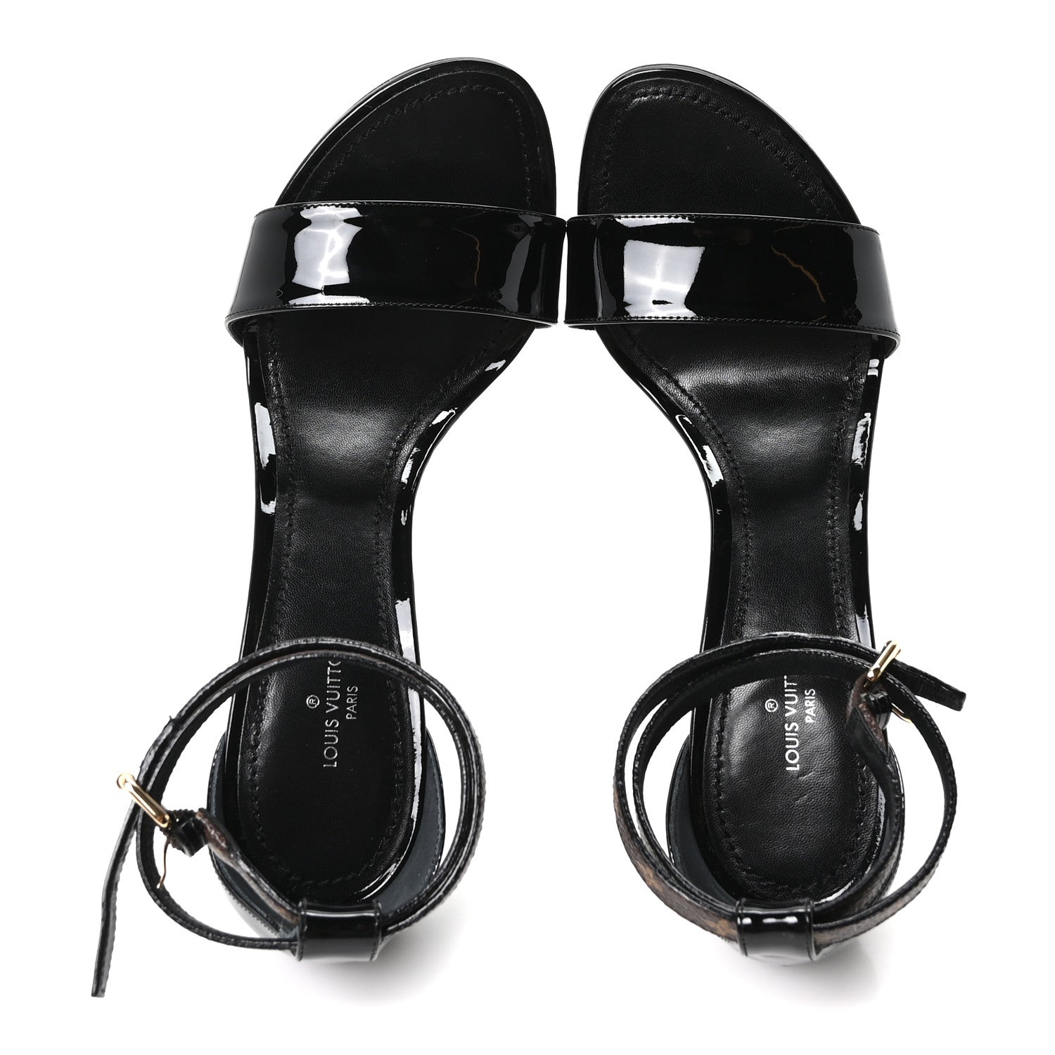 Louis Vuitton Patent Monogram Call Back Sandals 37 Black