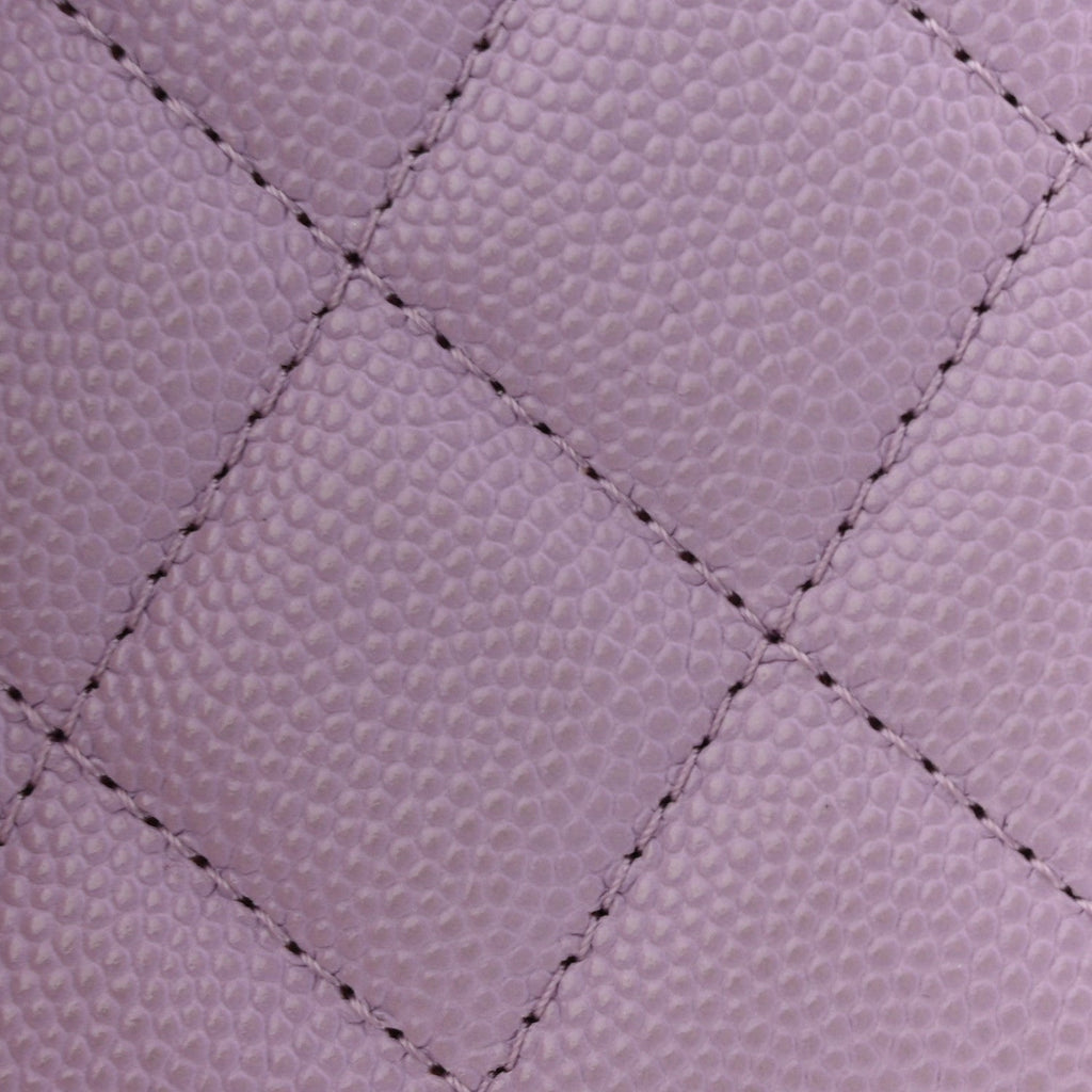 Caviar Quilted CC Logo Zip Coin Purse Purple