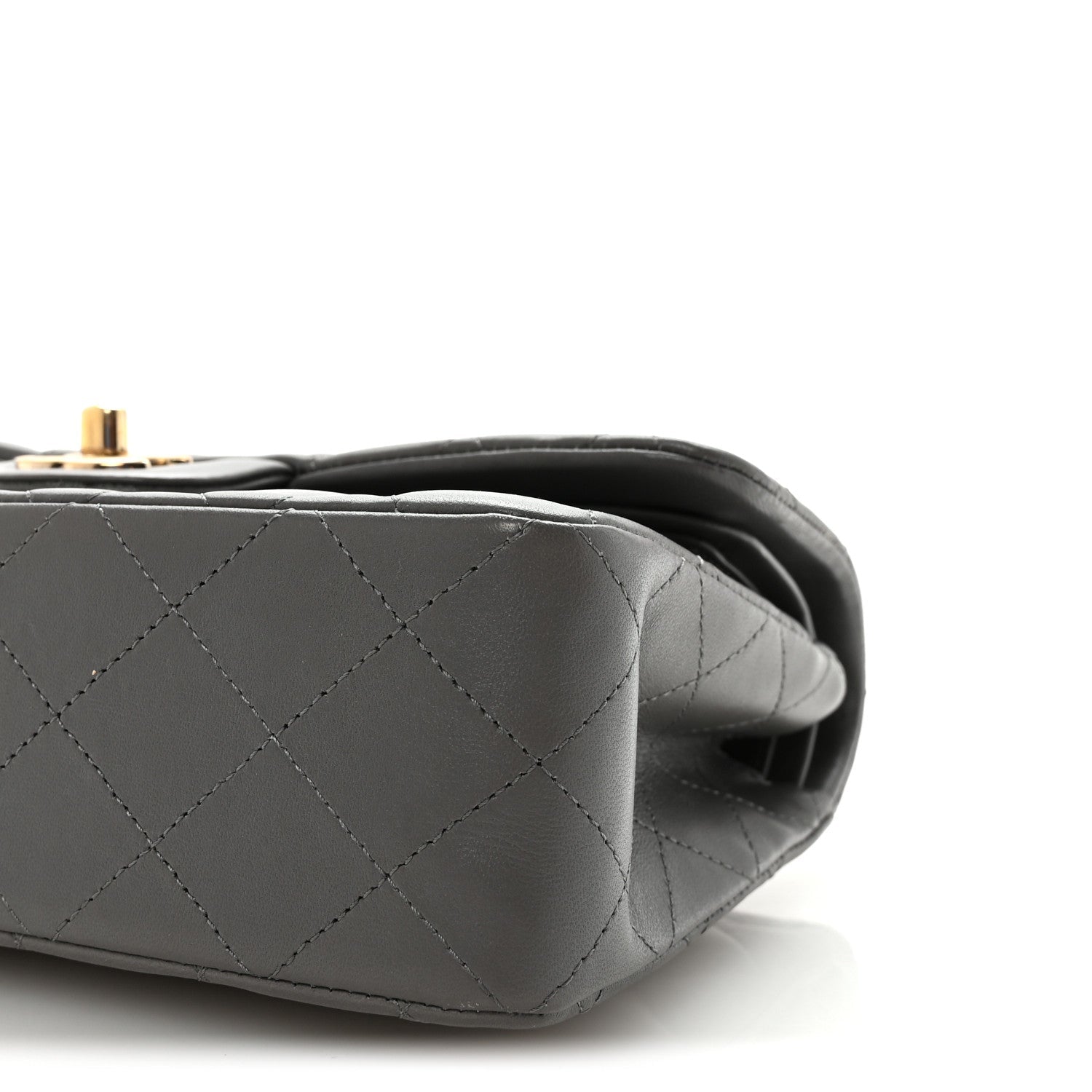 Chanel Lambskin Quilted Small Double Flap Grey