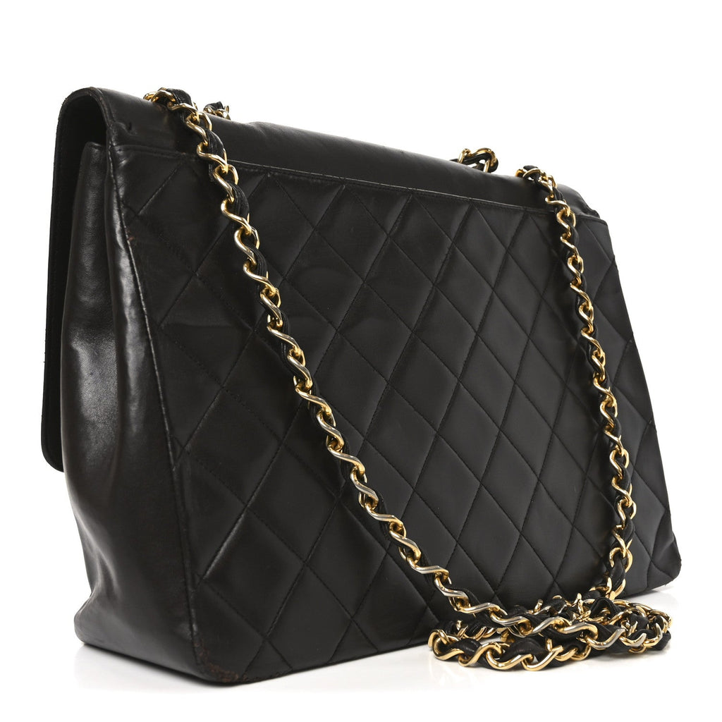 Chanel Lambskin Quilted CC Maxi Jumbo Single Flap Brown
