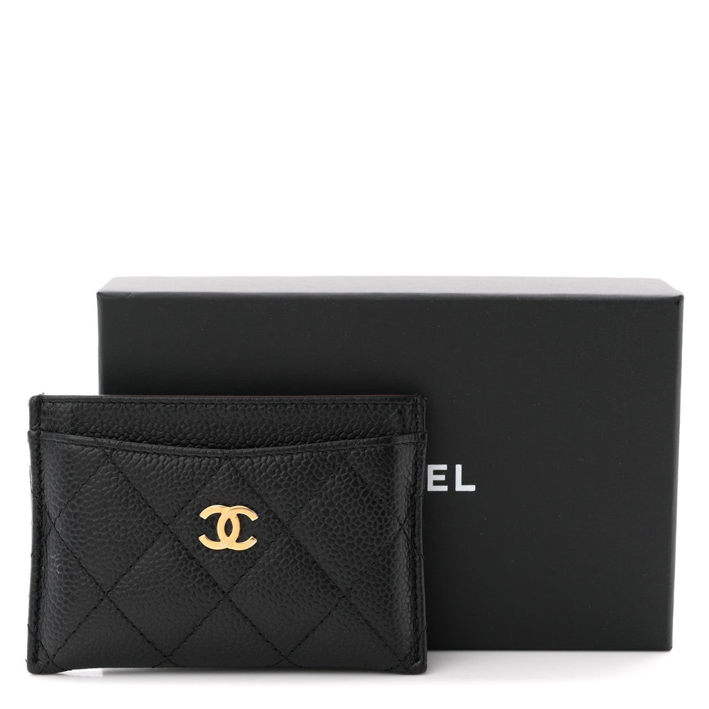 Caviar Quilted Card Holder Black