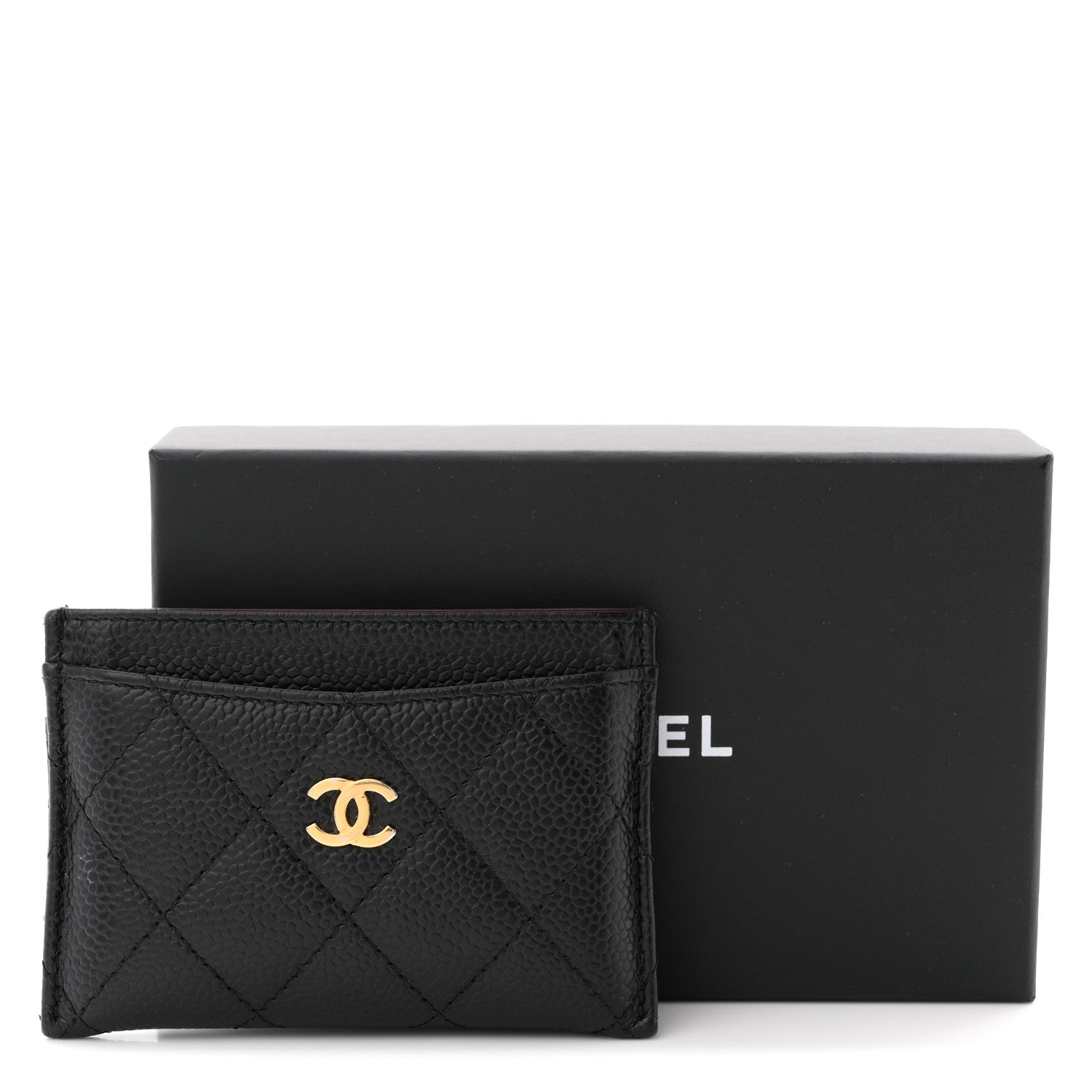 Caviar Quilted Card Holder Black