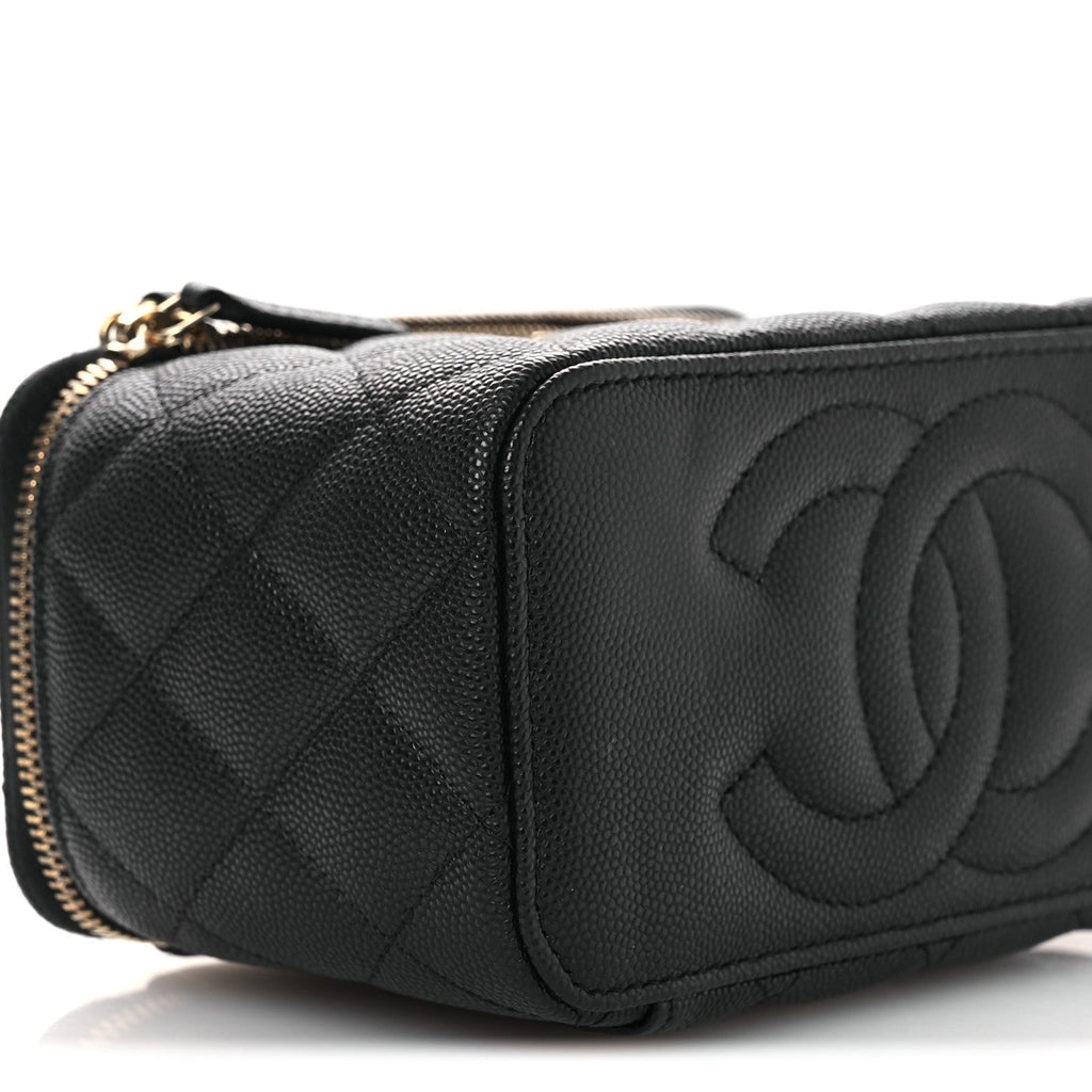 Chanel Caviar Quilted Small Vanity Case With Chain Black