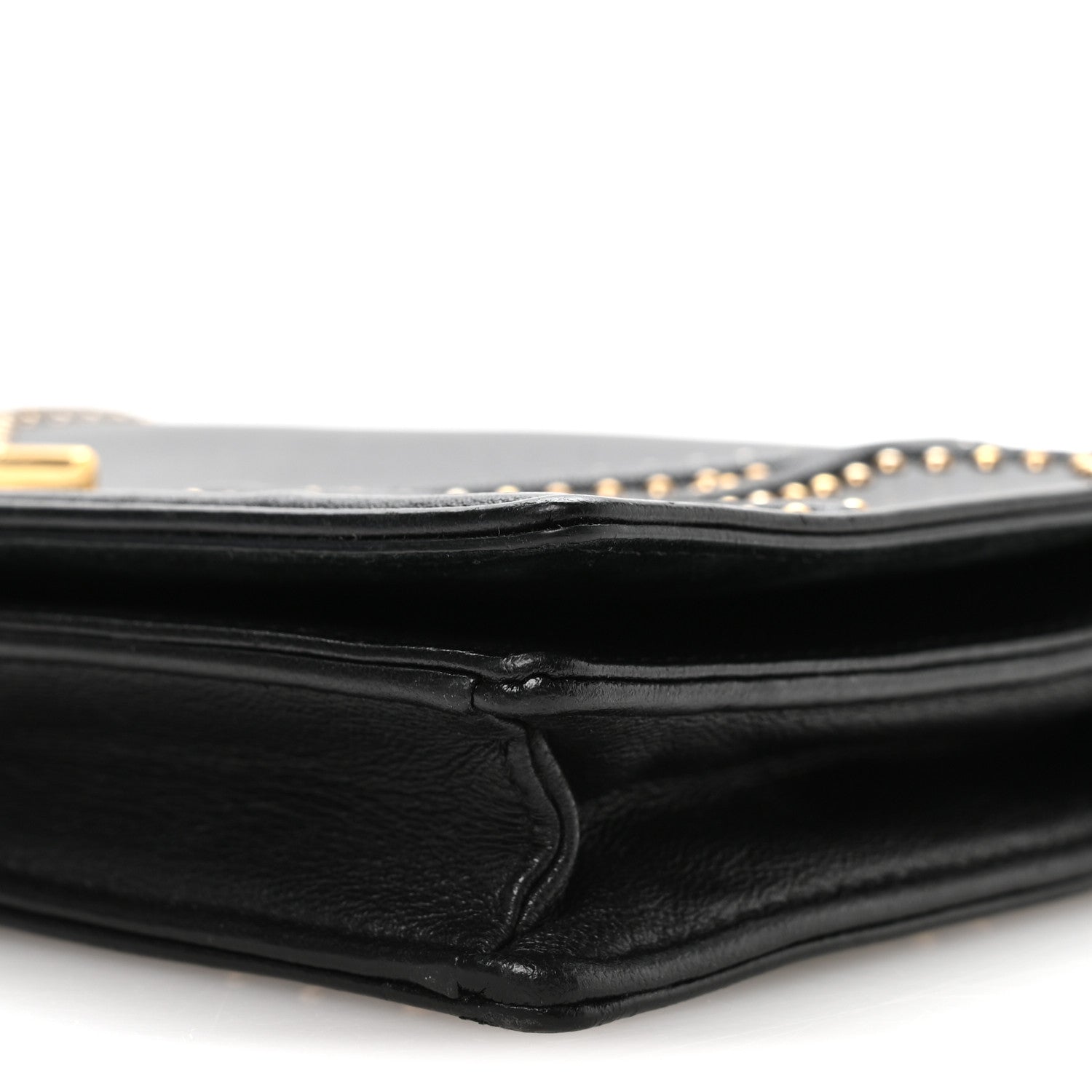 Christian Dior Calfskin Studded Diorama Wallet on Chain Pouch Black