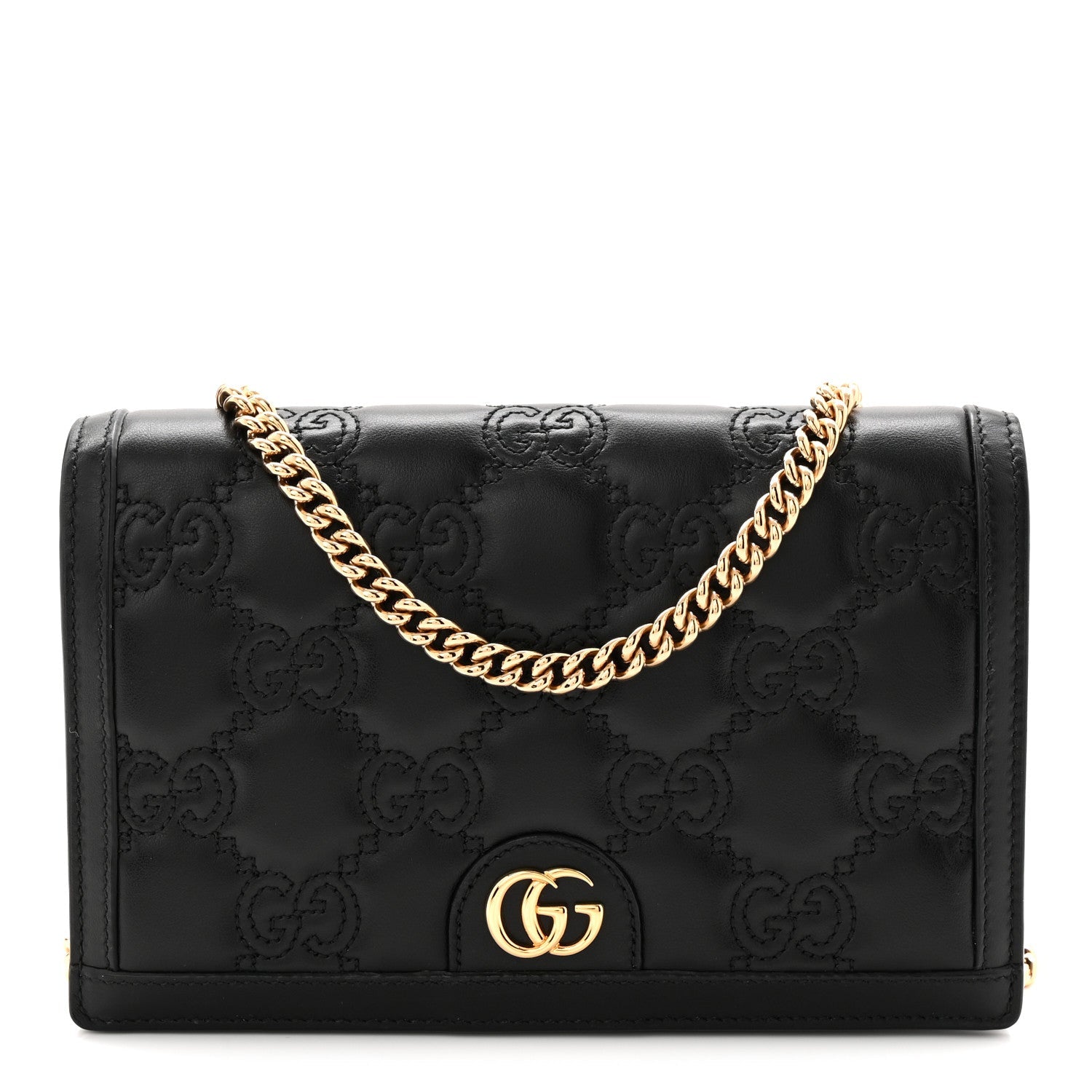 Gucci Calfskin GG Matelasse Chain Wallet Black