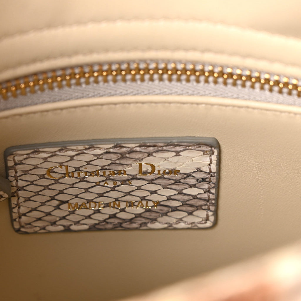 Christian Dior Snakeskin Mini Lady Dior Beige Gold