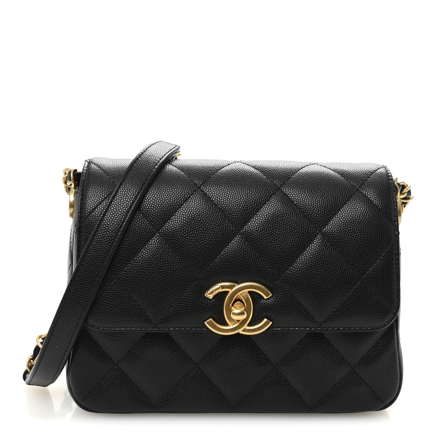 Chanel Shiny Caviar Quilted Mini Flap Black
