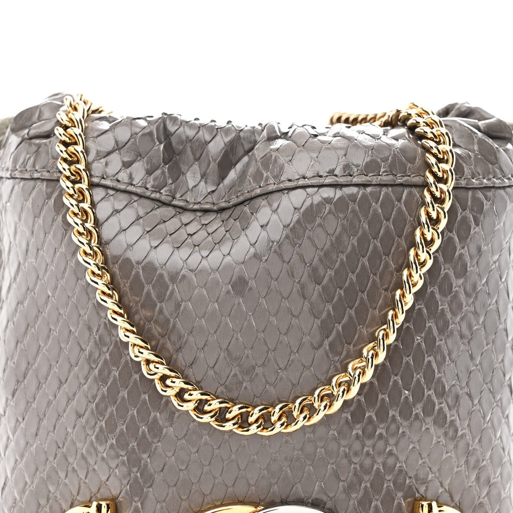 Gucci Snakeskin Mini Zumi Bucket Bag Dusty Grey