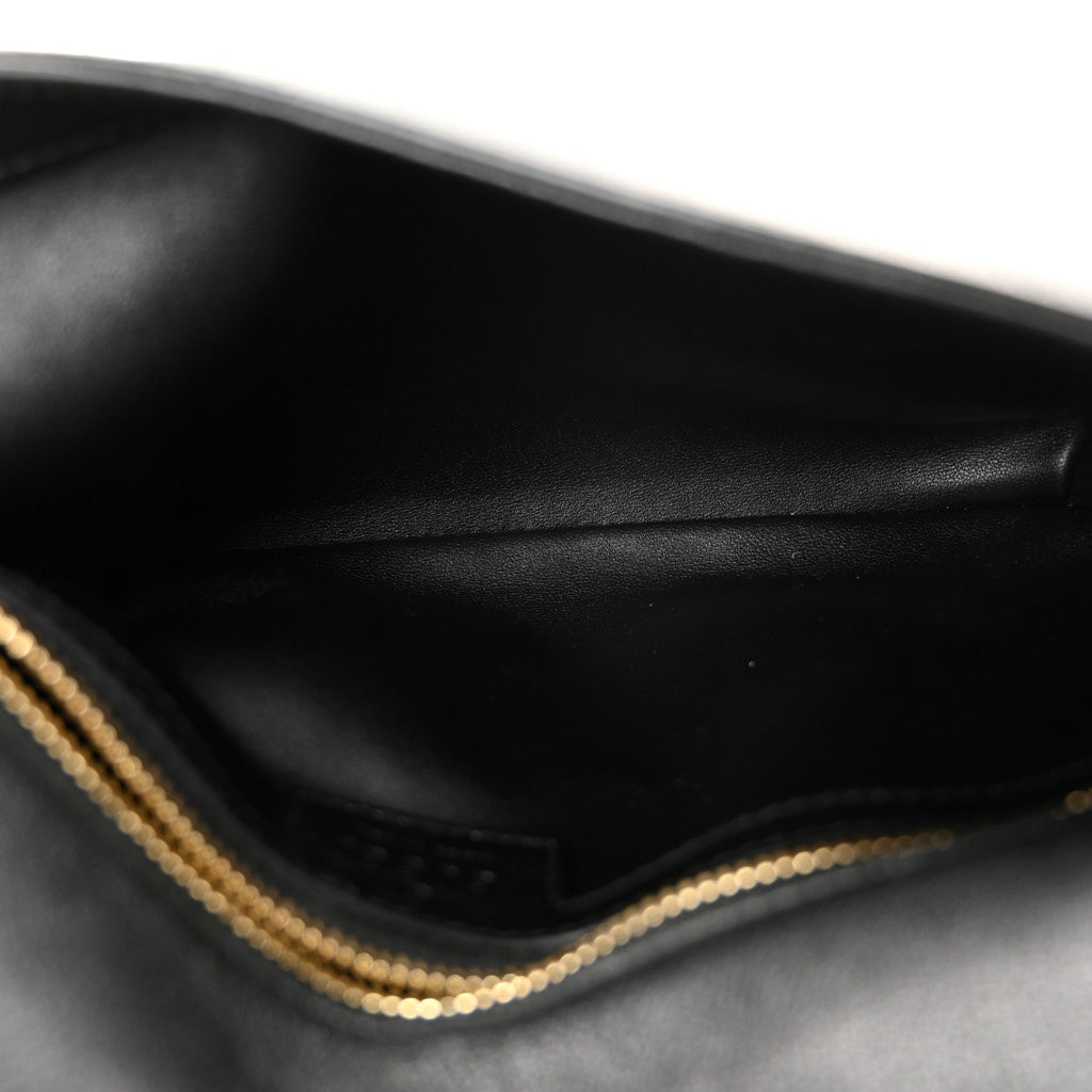 Gucci Roxy Calfskin Blondie Chain Shoulder Flap Bag Black