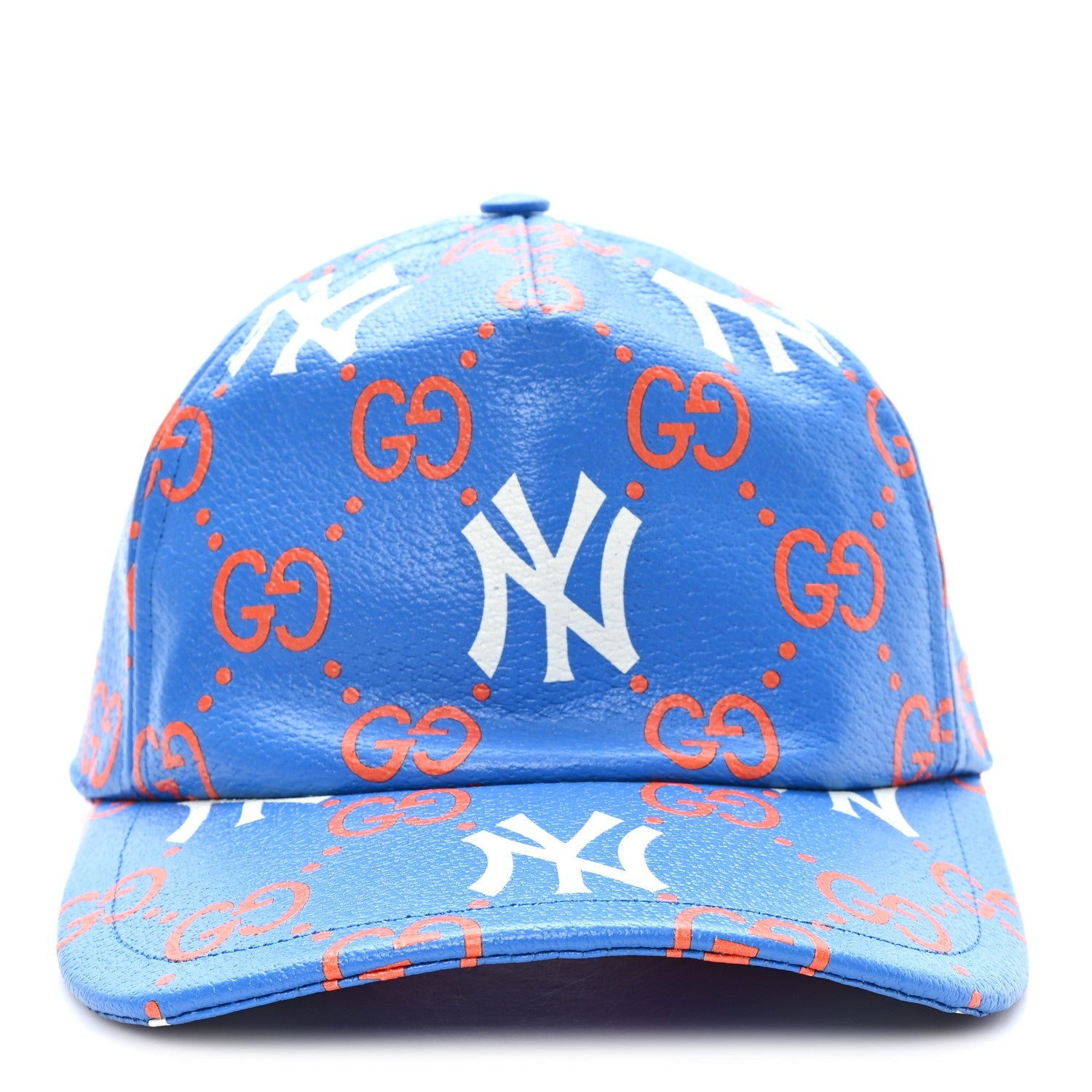 Gucci X MLB Calfskin Stampato 3D GG Monogram NY Yankees Baseball Hat M Blue