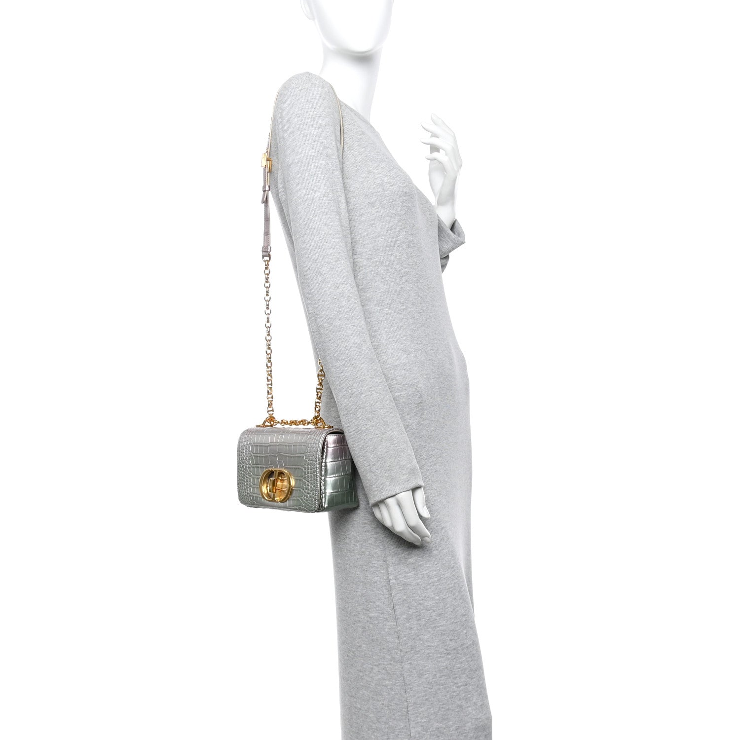 Christian Dior Metallic Alligator Small Caro Bag Multicolor