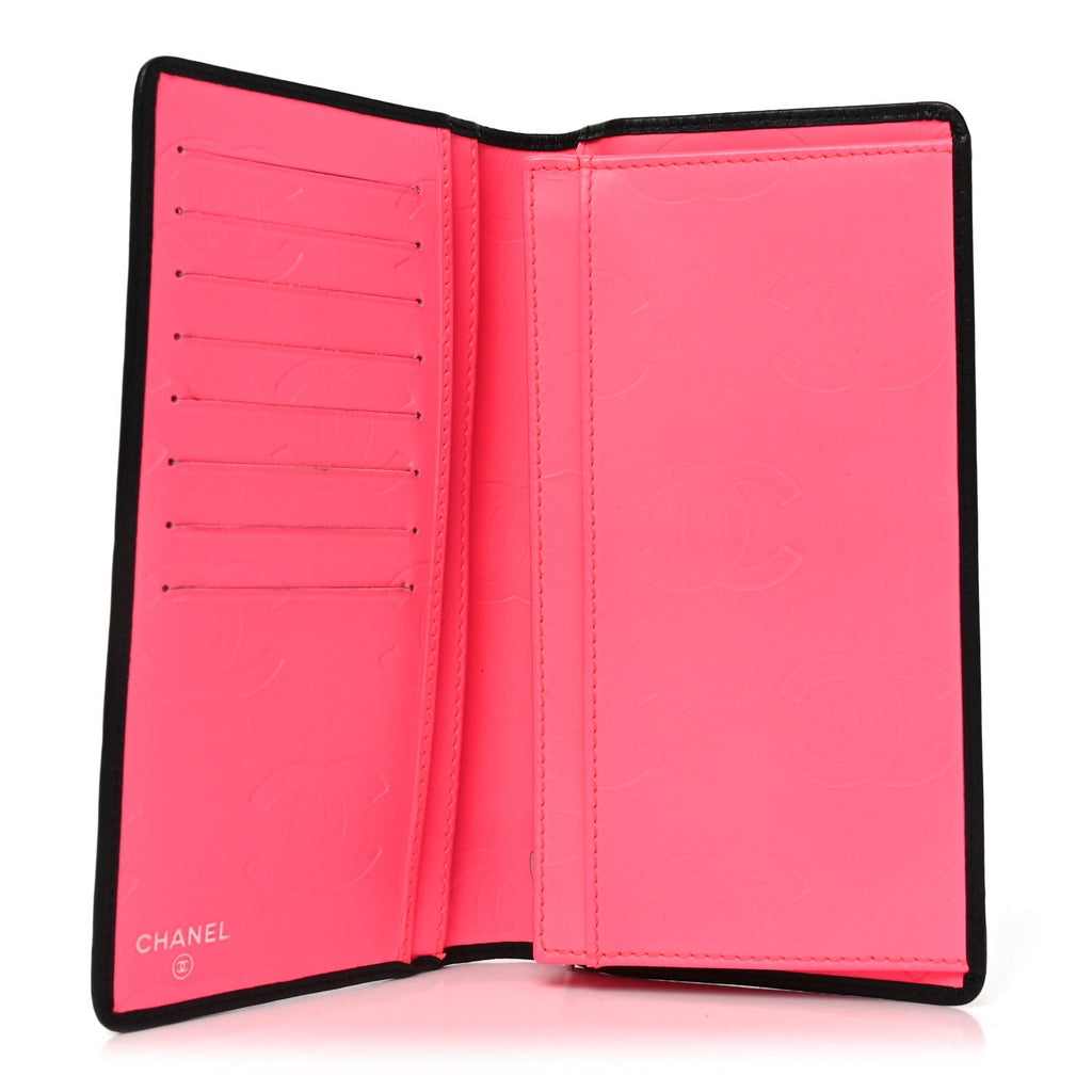 Calfskin Quilted Cambon Yen Wallet Black