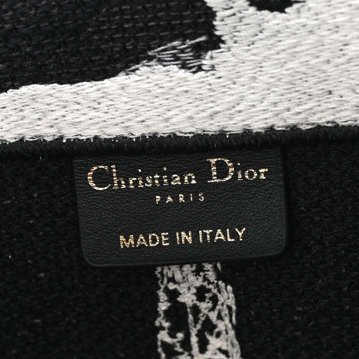 Christian Dior Canvas Embroidered Medium Paris Book Tote Black White