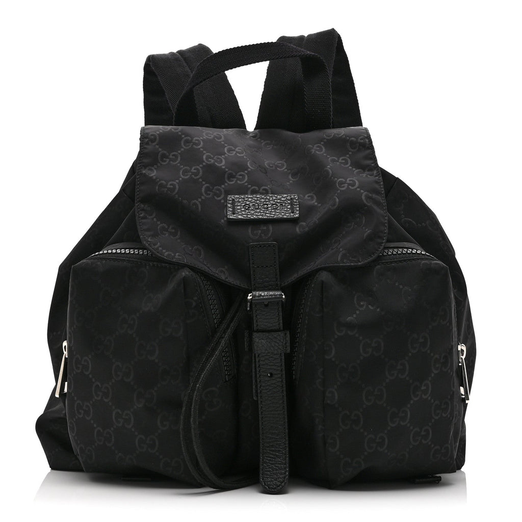 Gucci Nylon Monogram Small Single Buckle Backpack Black