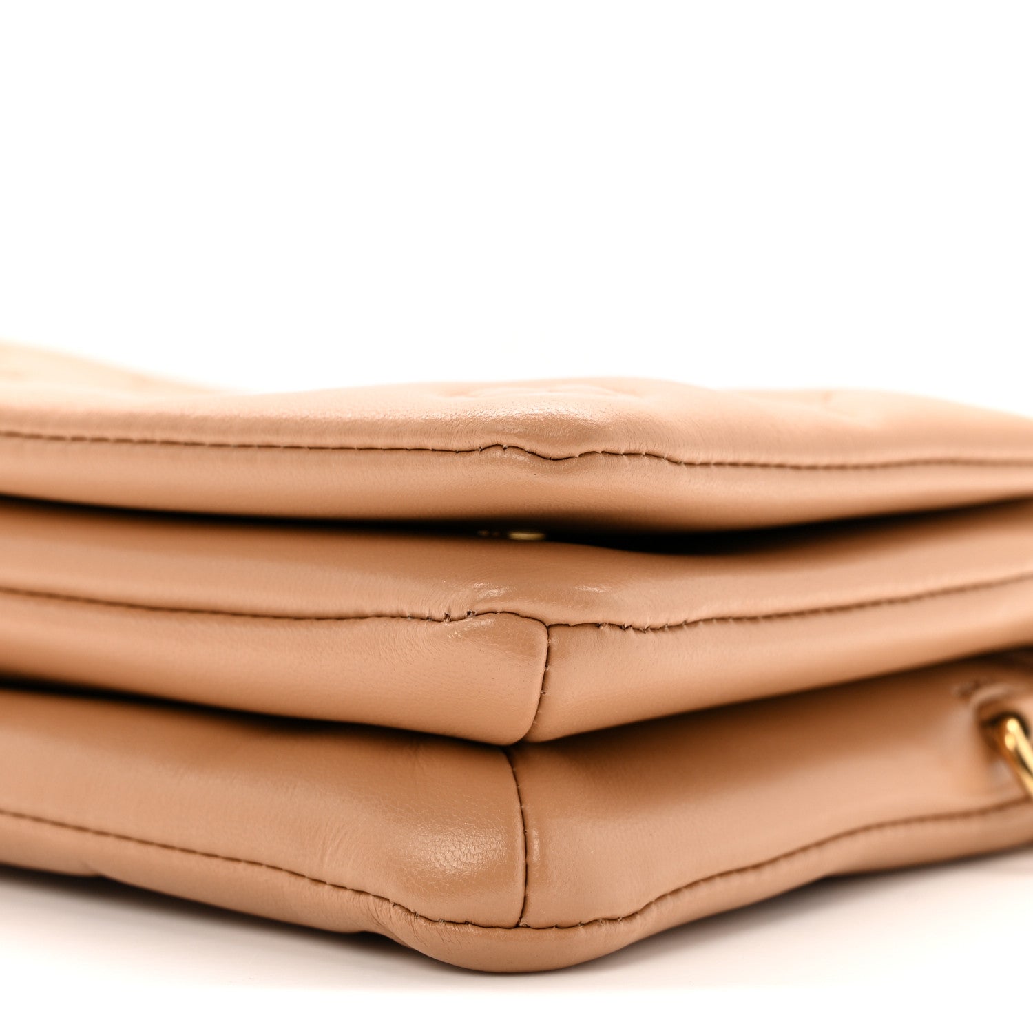 Louis Vuitton Lambskin Embossed Monogram Pochette Coussin Camel