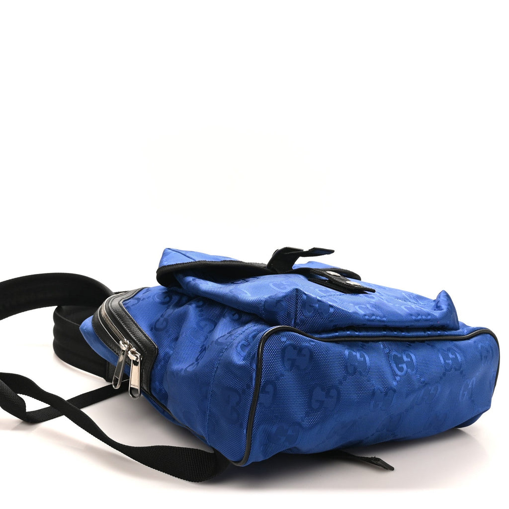 Gucci Econyl Nylon Monogram Off The Grid Backpack Guilted Blue Black