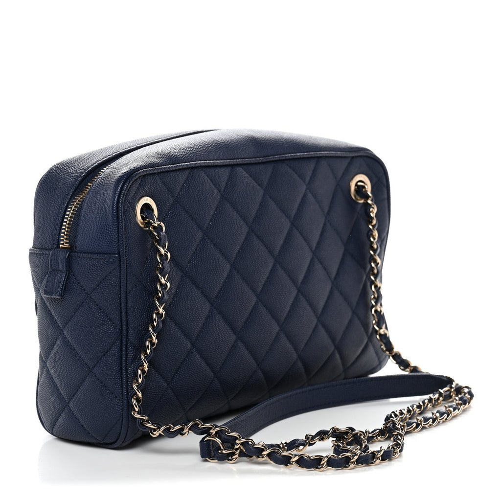 Chanel Caviar Quilted Large In & Out Camera Case Navy