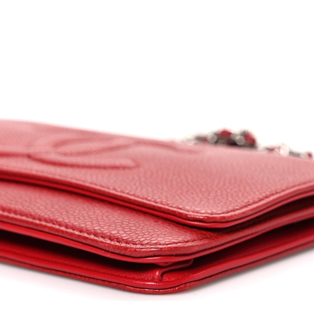 Chanel Caviar Timeless CC Wallet on Chain WOC Red