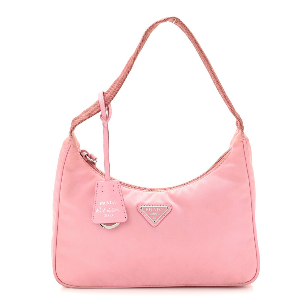 Prada Tessuto Nylon Saffiano Mini Re-Edition 2000 Bag Rosa