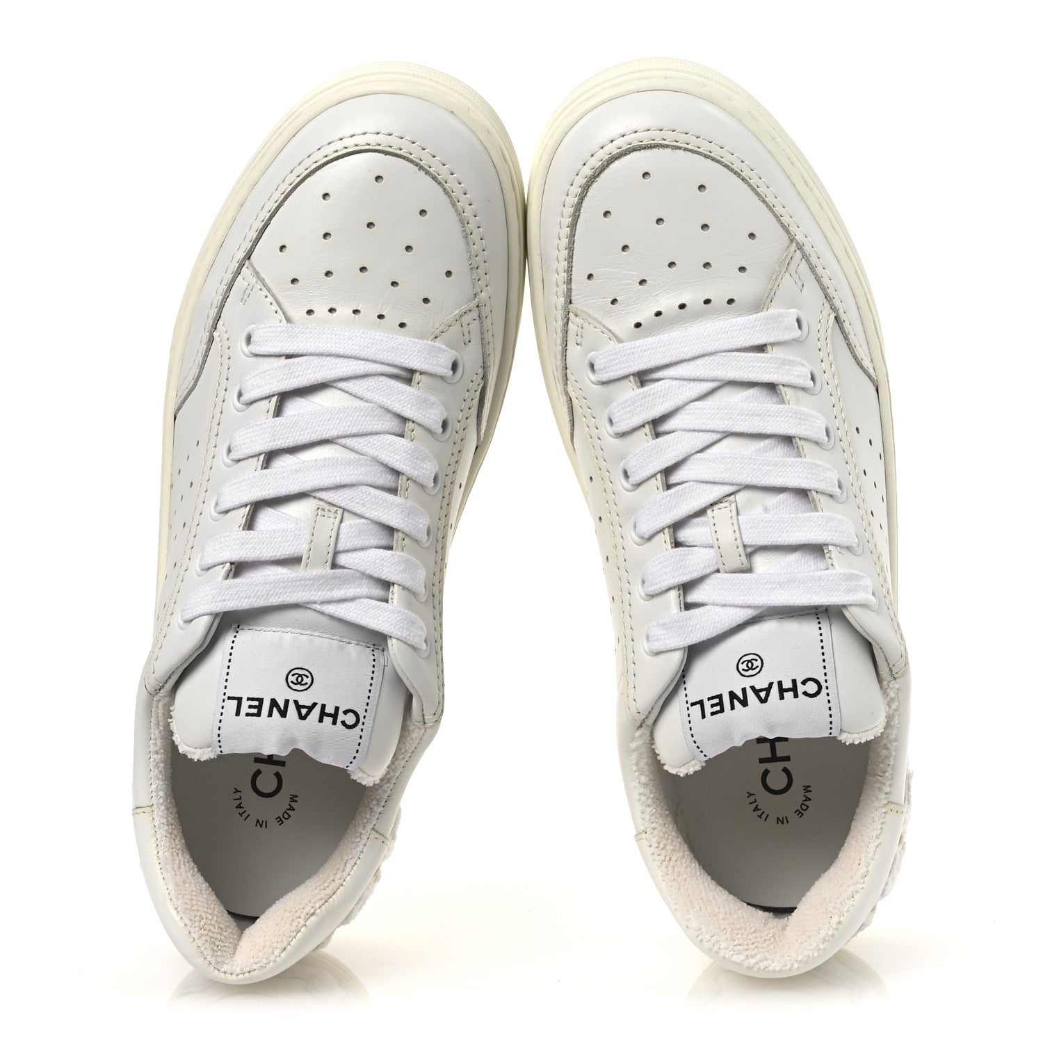 Calfskin Womens Logo Sneakers 38 White