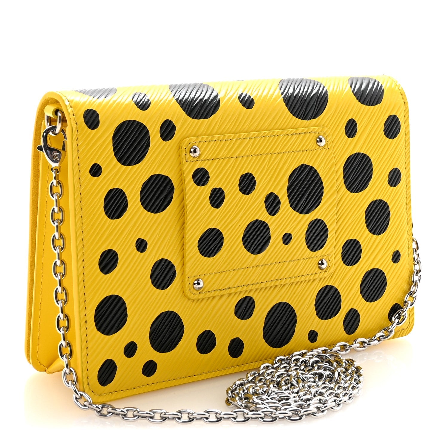 Louis Vuitton LV x YK Epi Infinity Dots Twist Belt Chain Wallet Yellow Black