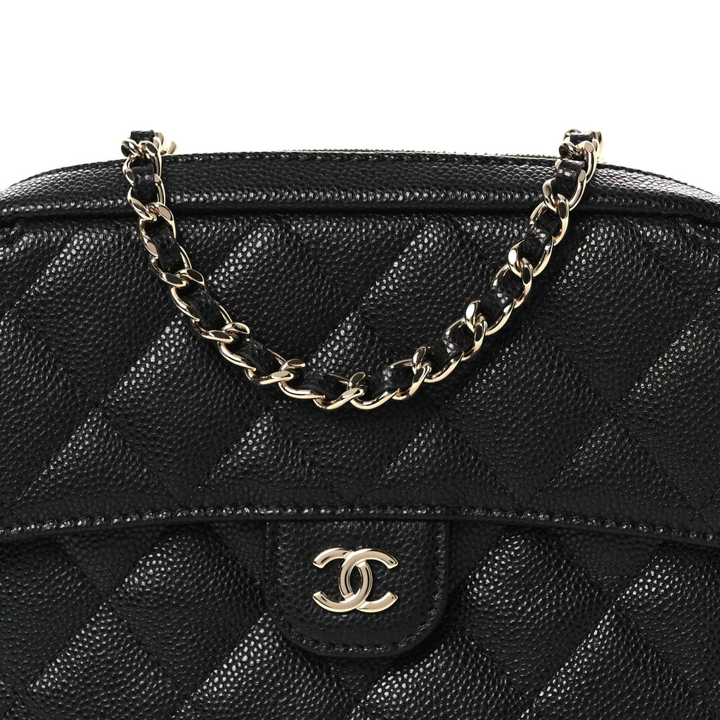 Chanel Caviar Quilted Chain Camera Bag Black