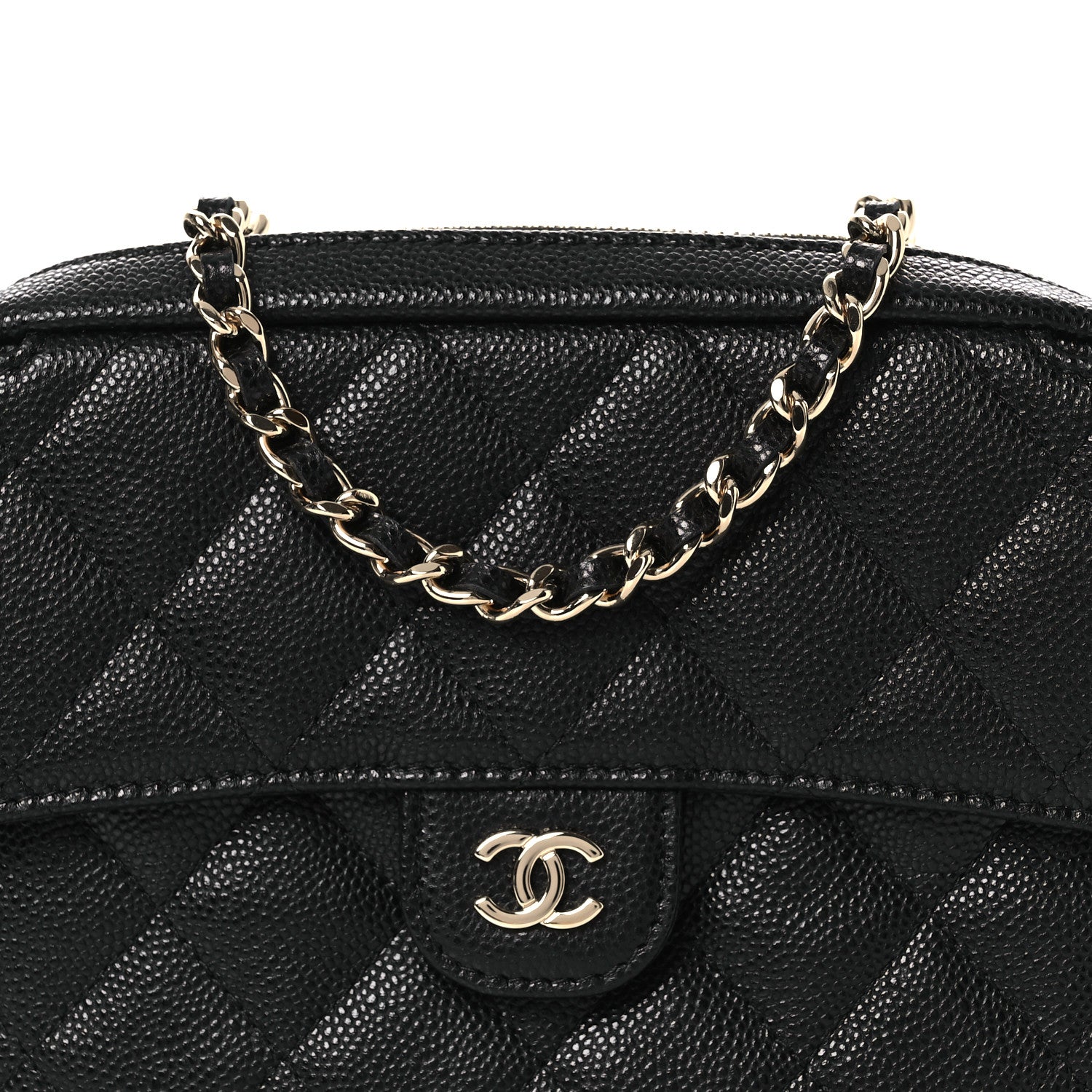 Chanel Caviar Quilted Chain Camera Bag Black