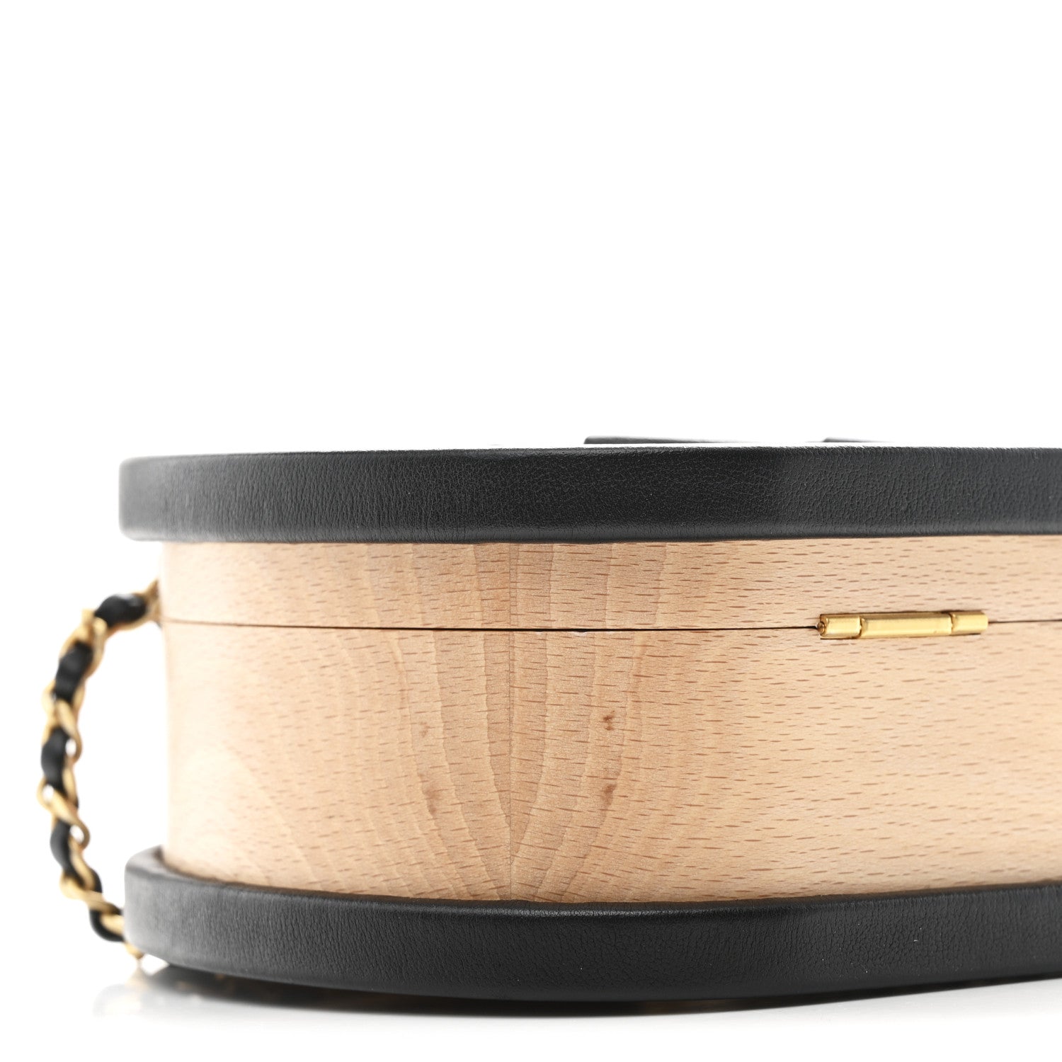 Chanel Beech Wood Lambskin Round CC Vanity Case Black