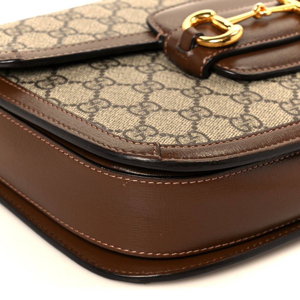 Gucci GG Supreme Monogram Horsebit 1955 Shoulder Bag Beige Brown Sugar
