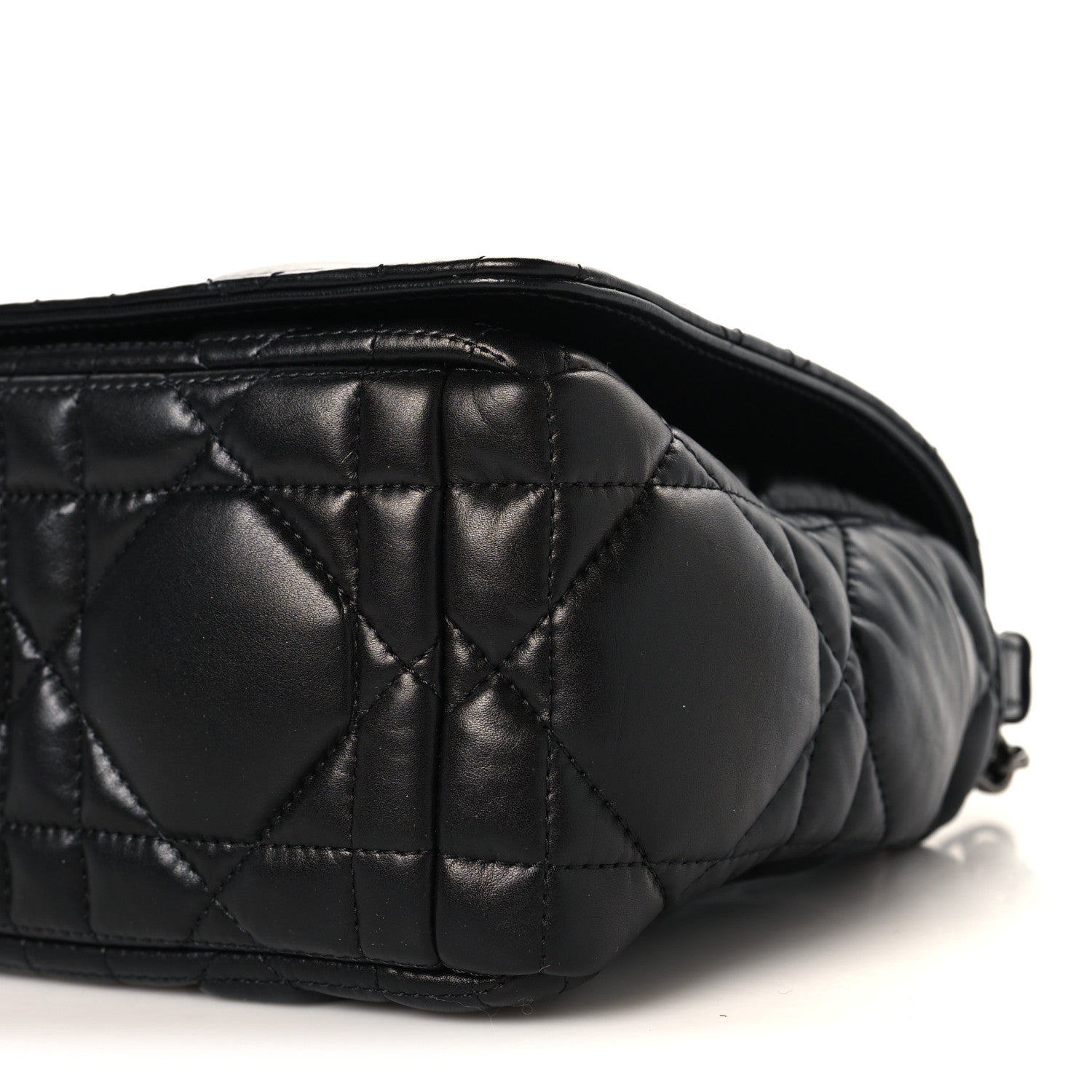 Christian Dior Calfskin Macrocannage Large Caro Bag Black