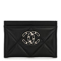 Lambskin Quilted Chanel 19 Card Holder Black