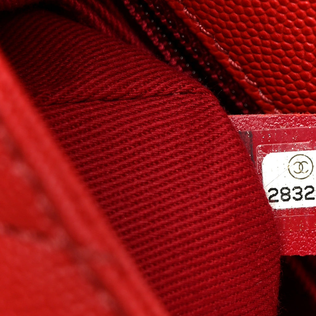 Chanel Caviar Lizard Embossed Quilted Mini Coco Handle Flap Red