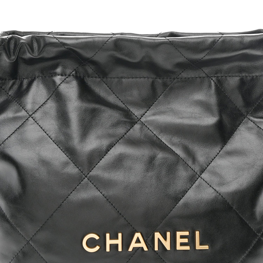 Chanel Shiny Calfskin Quilted Small Chanel 22 Black