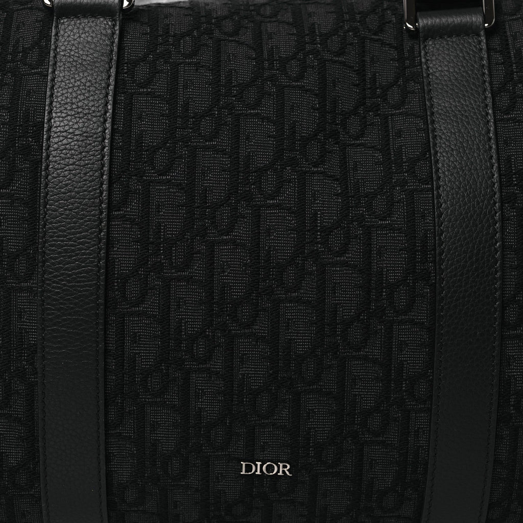 Christian Dior Oblique Jacquard Grained Calfskin Lingot 50 Black