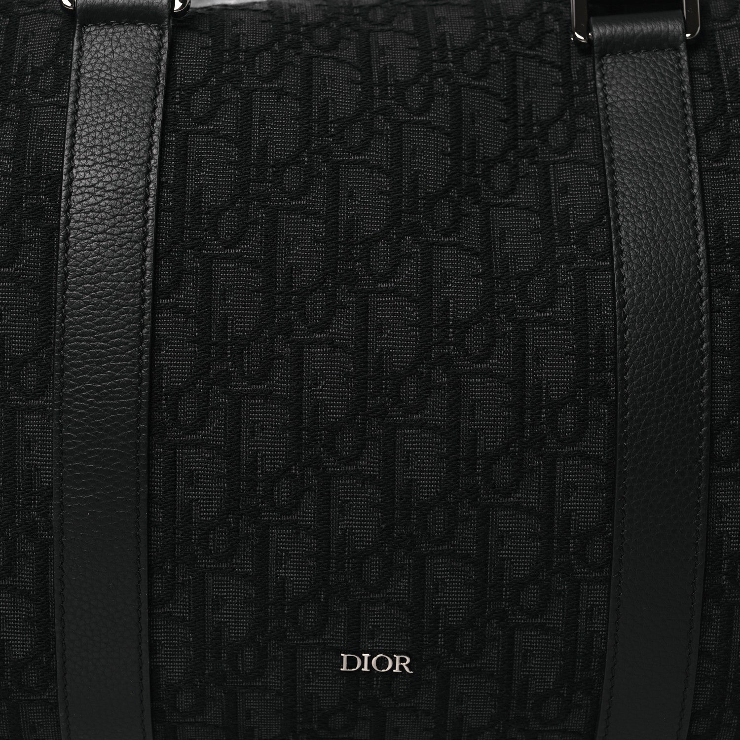 Christian Dior Oblique Jacquard Grained Calfskin Lingot 50 Black