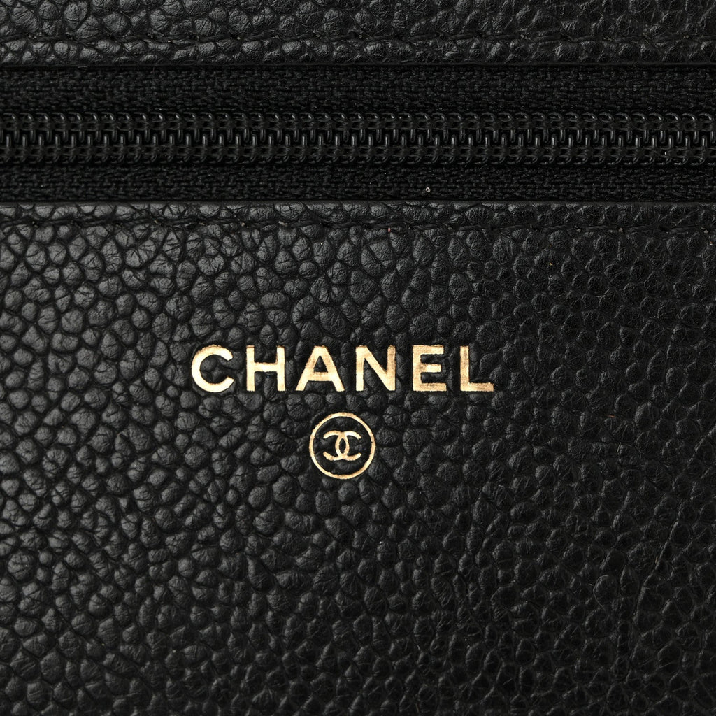 Chanel Caviar Quilted Boy Wallet On Chain WOC Black