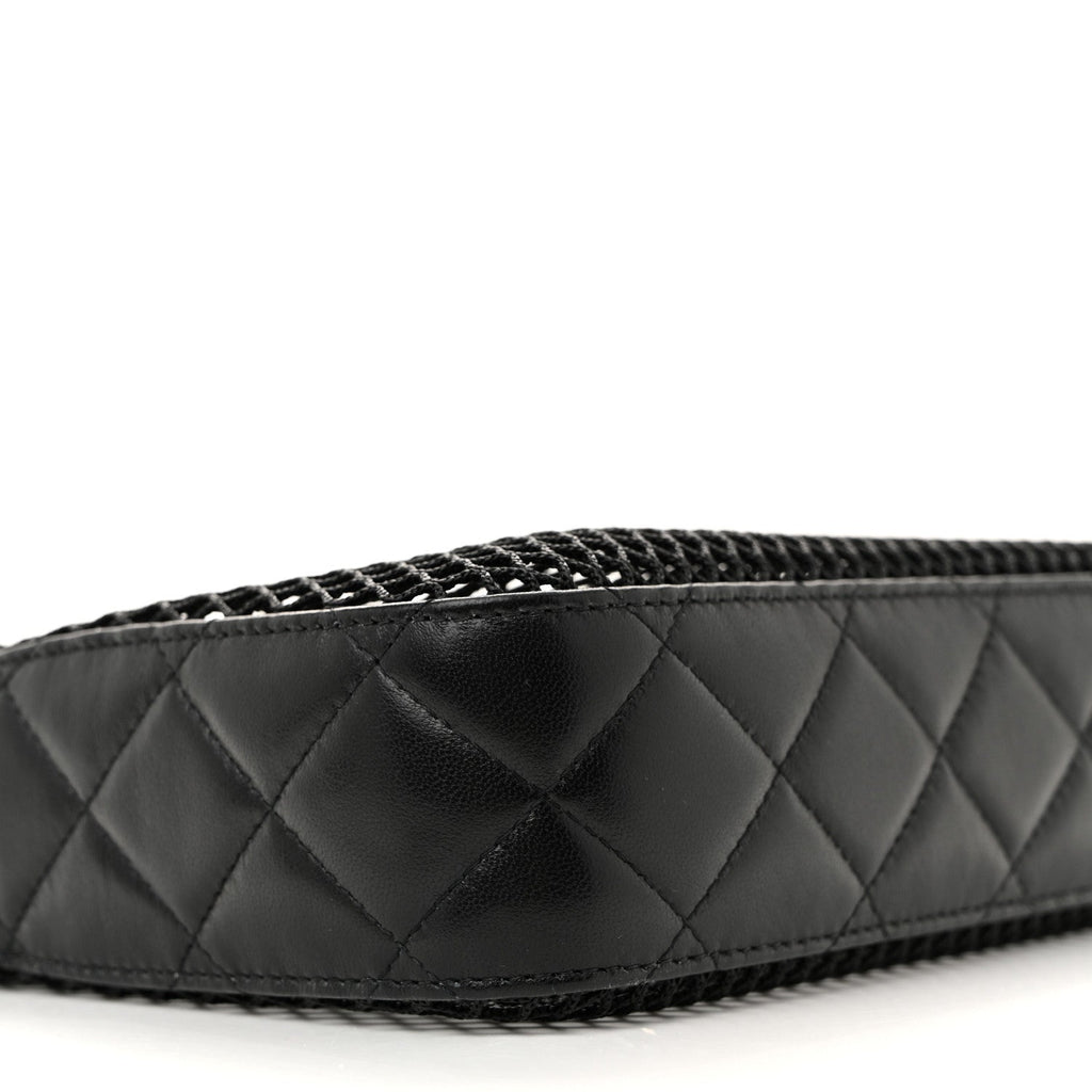 Chanel Mesh Shiny Lambskin Clutch With Chain Black