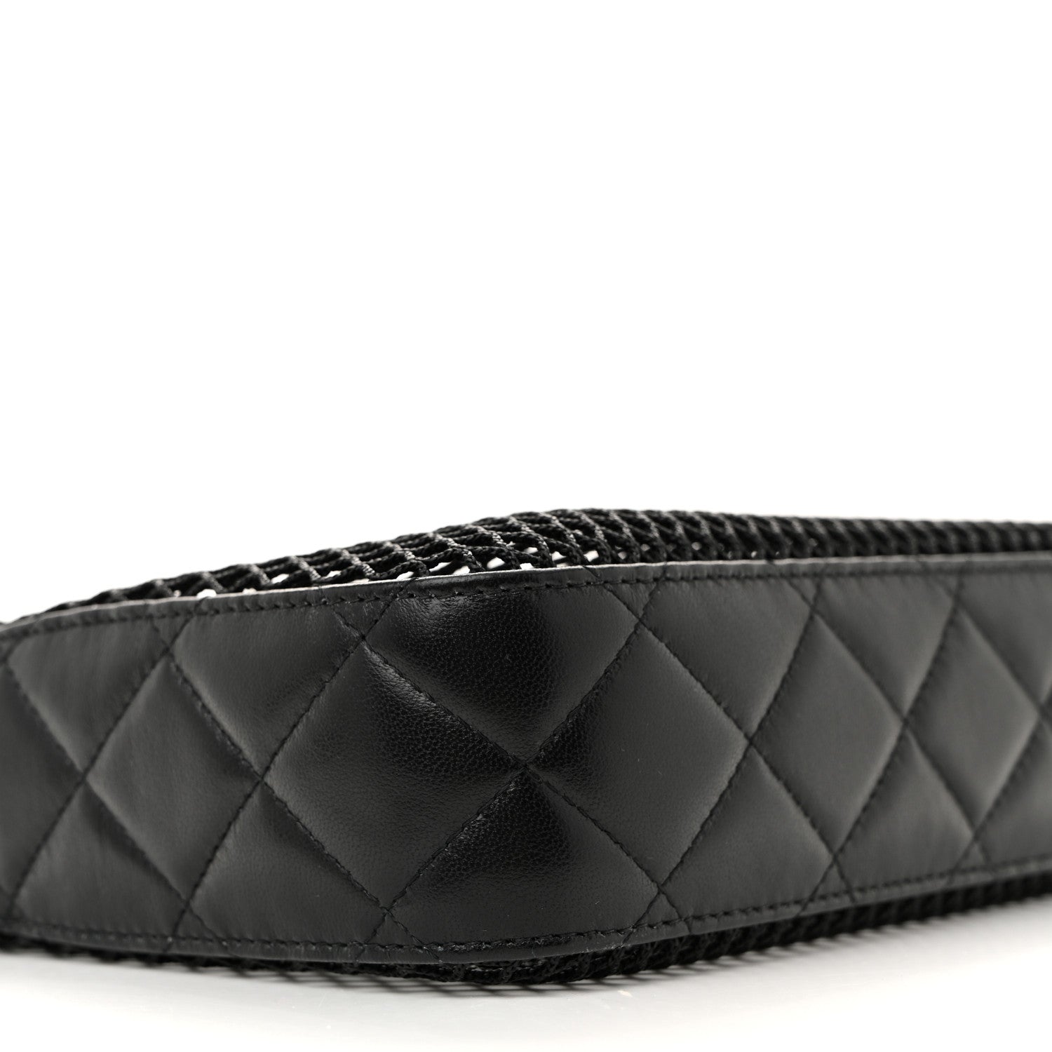 Chanel Mesh Shiny Lambskin Clutch With Chain Black